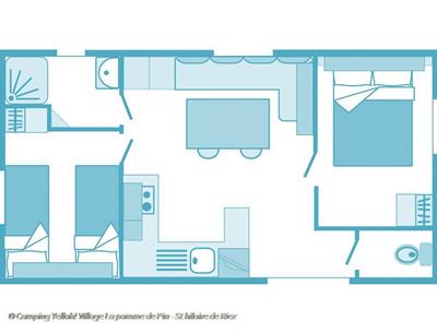 Mobil-home 4/5 pers 2 ch au camping 4 étoiles La Pomme de Pin à Saint Hilaire de Riez en Vendée