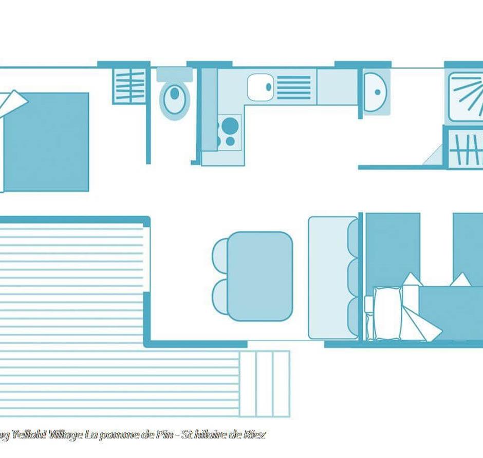Mobil-home 5 personnes avec 2 chambres à La Pomme de Pin- vendée - accès plage - Camping Saint Hilaire de Riez