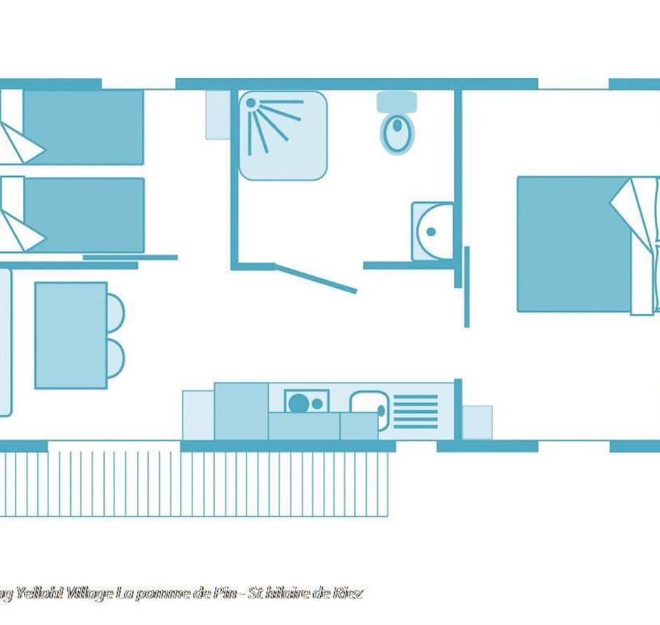 Mobil-home 4/5 personnes accessible aux personnes à mobilité réduite en Vendée à Saint Hilaire de Riez - Camping Saint Hilaire de Riez