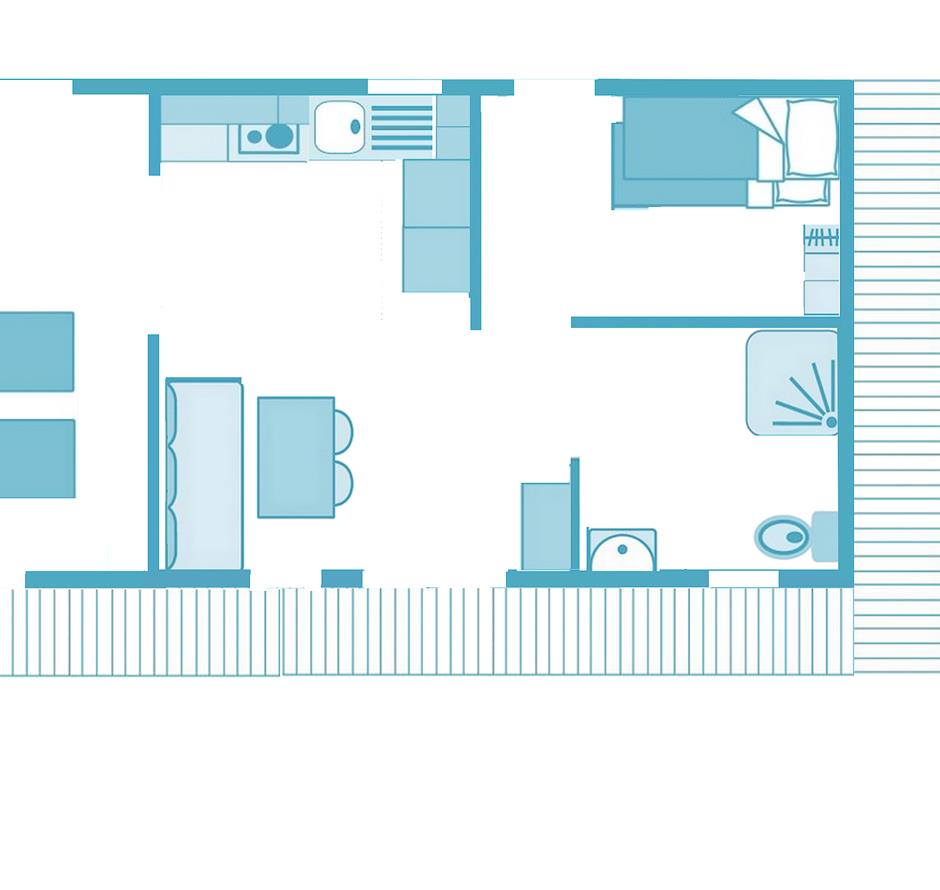 Mobil-home 2chambres haut de gamme PMR 4 fleurs à Saint Hilaire de Riez - Camping Saint Hilaire de Riez