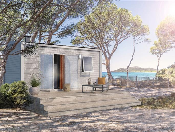 Vue extérieure du Cottage 2 personnes 1 chambre 4 fleurs camping Vendée
