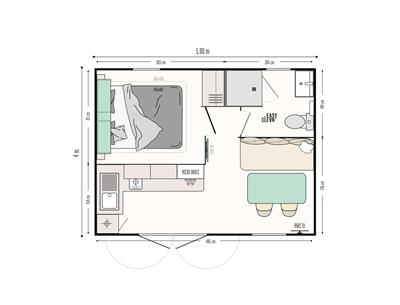 Plan du cottage Cahita Riviera 2 personnes 4 fleurs de IRM 