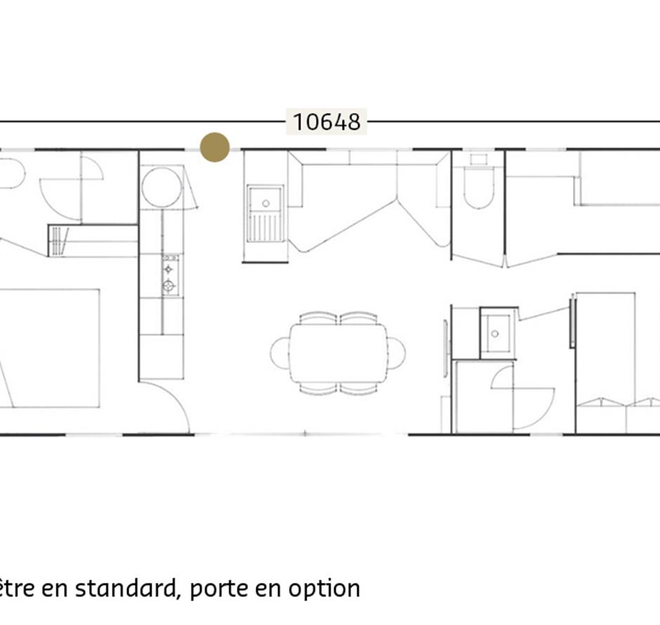 Plan cottage 6 personnes 3 chambres 2 salles de bain - Camping Saint Hilaire de Riez